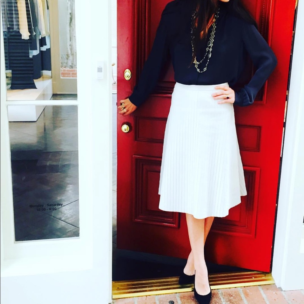 NWT L’agence white leather skirt